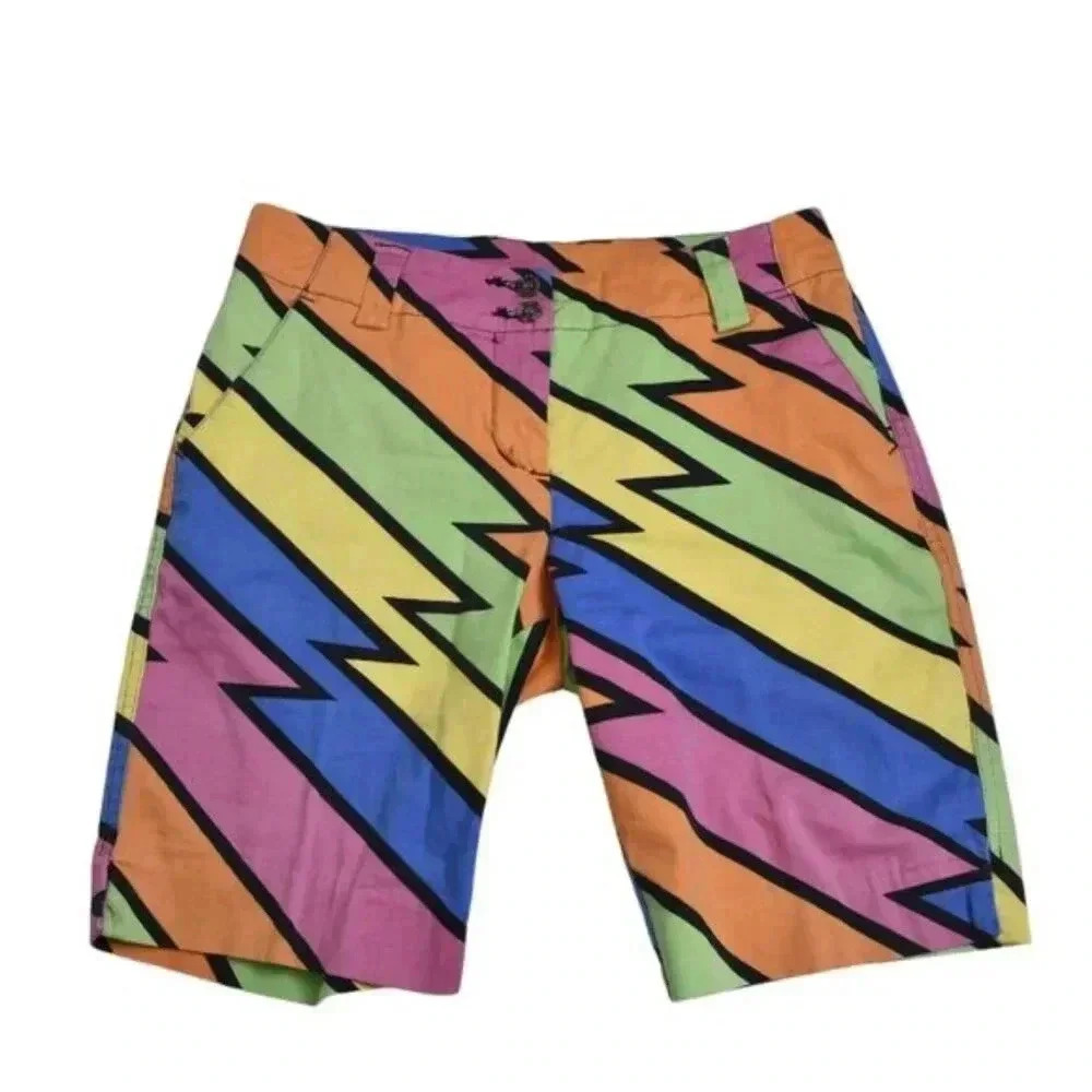 Loudmouth Shorts Colorful Bold Zigzag Patterned Multicolor Size 4